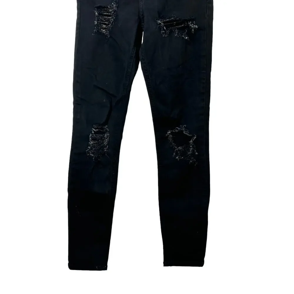 Topshop Moto JAMIE Black Moto Distressed Skinny Jeans Women's 24 - Picture 4 of 5